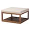 Baxton Studio Alvere Beige Upholstered Walnut Finished Cocktail Ottoman 159-9619 - alternate 1